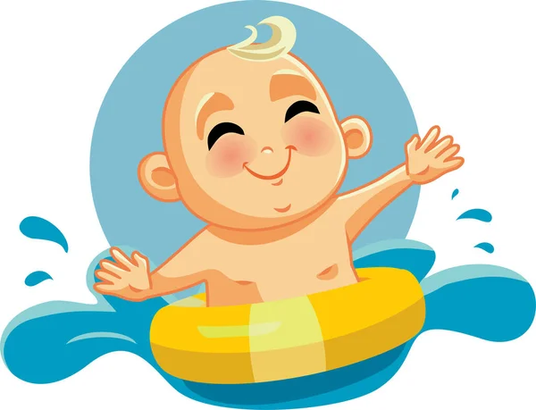 Baby Schwimmen Vektor Maskottchen Charakter Cartoon Illustration — Stockvektor