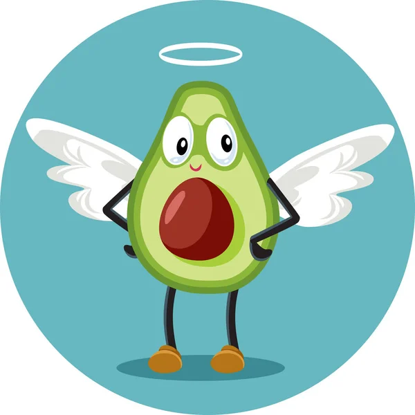 Avocado Angel Superfood Vector Cartoon Mascotte Karakter — Stockvector