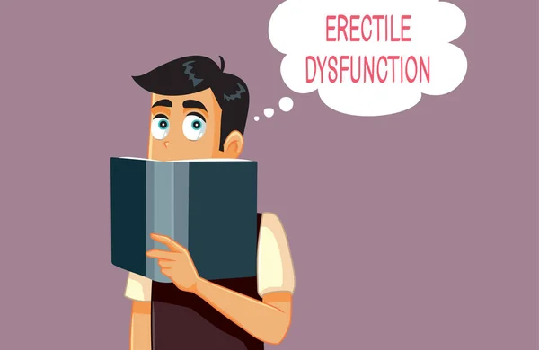 Hombre Leyendo Más Sobre Disfunción Eréctil Vector Ilustración — Archivo Imágenes Vectoriales