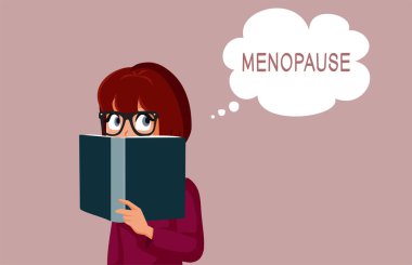 Menopoz Vektörü İllüzyonu Hakkında Bir Kitap Okuyan Olgun Kadın