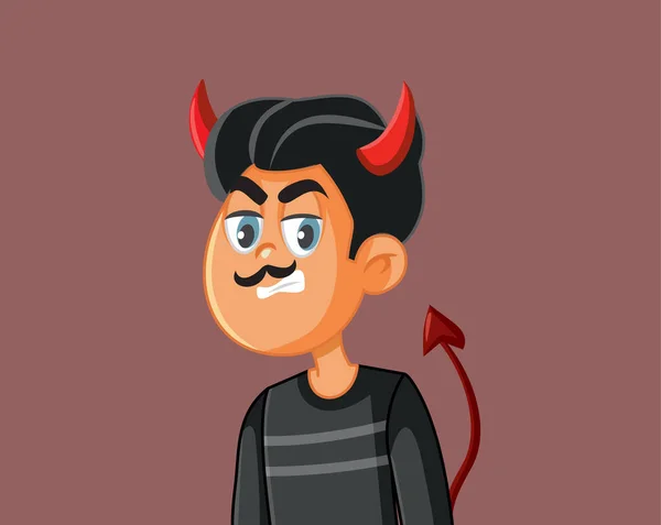 Irritado Evil Devilish Man Vector Cartoon Ilustração — Vetor de Stock