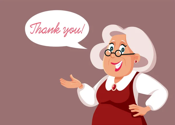 Senior Woman Saying Thank You Vector Cartoon Illustration — Stock Vector