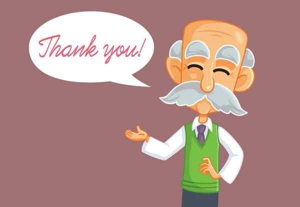 Senior Man Saying Thank You Vector Cartoon Illustration —  Vetores de Stock