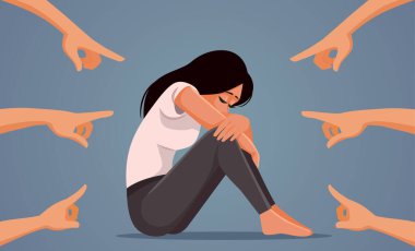 Toplum, Mağdur Kavram Vektörü İllüstrasyonunu Yanlışlıkla Suçluyor