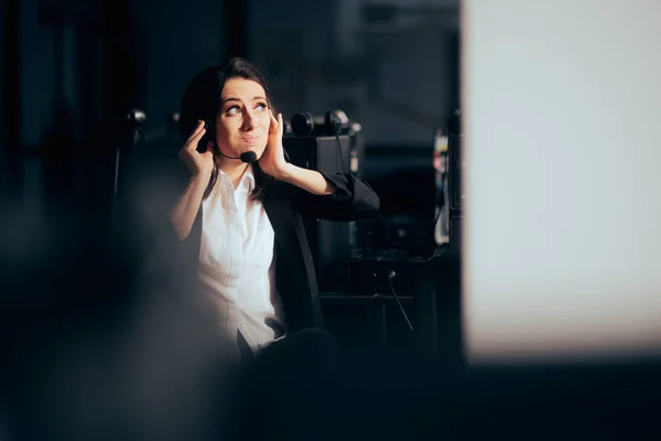 Stressed Customer Service Agent Working Call Center — Stock Photo, Image