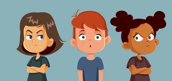 Θυμωμένα Κορίτσια Αναστατώθηκαν Τον Φίλο Τους Vector Cartoon Illustration — Διανυσματικό Αρχείο