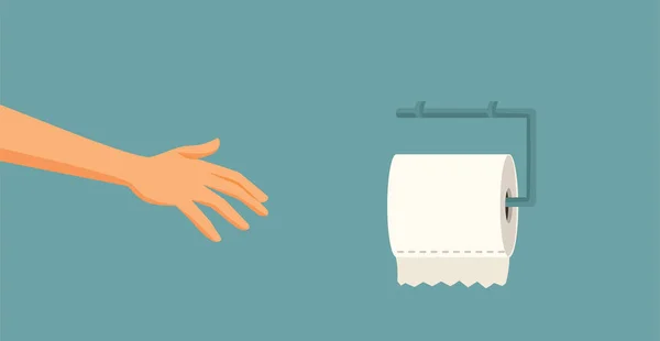 Hand Reaching Toilet Paper Vector Cartoon Drawing Illustration — Stockvektor