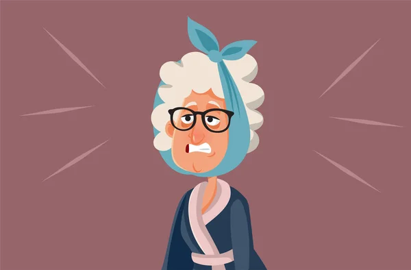 Starší Žena Trpící Zubní Bolení Vektorové Kreslené Ilustrace — Stockový vektor