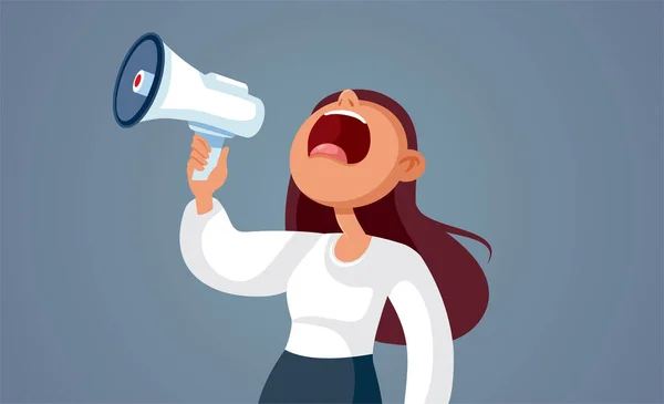 Activist Screaming Loudspeaker Vector Cartoon Illustration — Vettoriale Stock