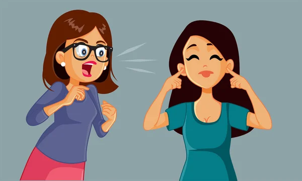 Mother Yelling Her Teenage Daughter Vector Cartoon Illustration — Stockvektor