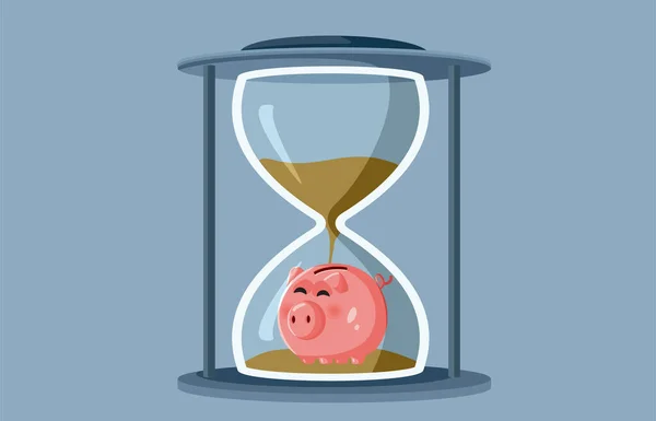 Piggy Bank Reloj Arena Tiempo Dinero Ilustración Vectorial Conceptual — Vector de stock
