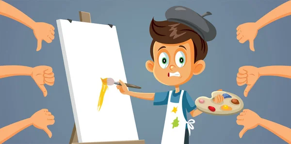 Boy Art Hobby Receiving Criticism Vector Cartoon Illustration — Stockový vektor
