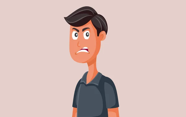 Angry Furious Man Feeling Irritated Vector Cartoon Illustration — Stockový vektor