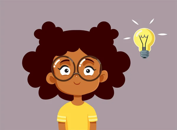 Happy Student Girl Getting Creative Idea Vector Cartoon — ストックベクタ