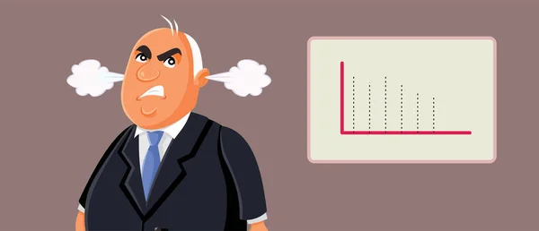 Angry Businessman Upset Profit Dropping Vector Illustration — Stock Vector