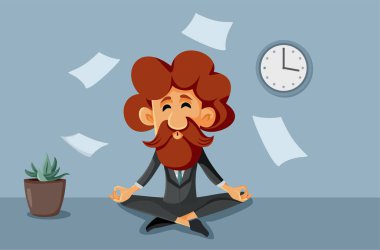 Businessman Trying to Relax at the Office Vector Cartoon Illustration