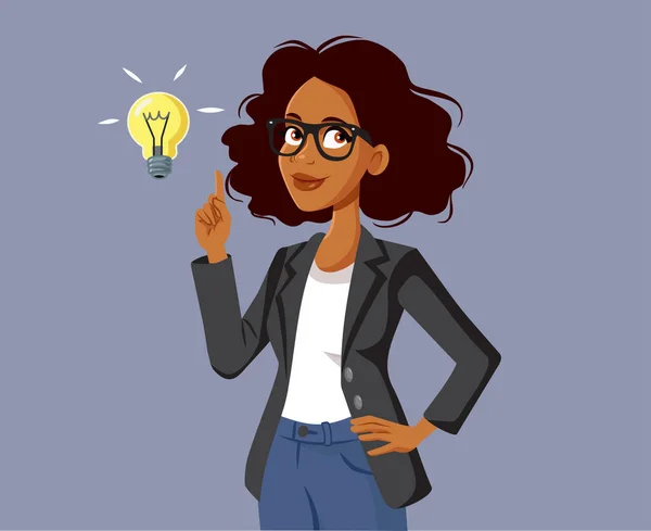 Happy Businesswoman Having Idea Vector Cartoon Illustration — Stock Vector