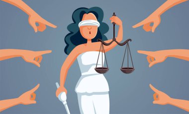 Yargı Hatası Vektörü İllüstrasyonundan Yargıcı Suçlayan İnsanlar