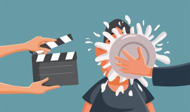 TV Vektörü Çizgi Filmleri İçin Bir Komedi Şakası Gösterisi Çekiyor
