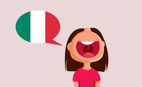 Lustiges Mädchen Spricht Italienisch Vector Cartoon Illustration — Stockvektor