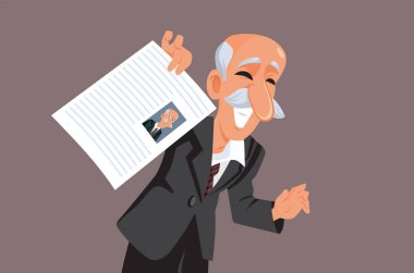 Kıdemli adam iş arayan özgeçmişini sunuyor.