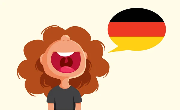 Divertido Niño Hablando Alemán Vector Dibujos Animados Ilustración — Vector de stock
