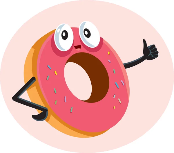 Happy Doughnut Mascot Thumbs Vector Cartoon Character - Stok Vektor