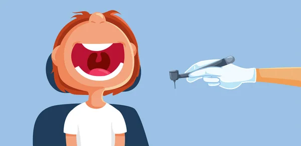 Paciente Infantil Que Acude Clínica Dental Por Caries Dolor Muelas — Vector de stock