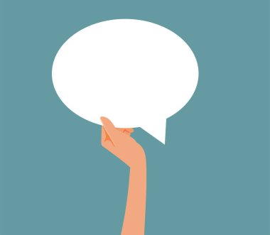 Metin İleti Vektörü Tasarımı için El Tutma Konuşma Baloncuğu