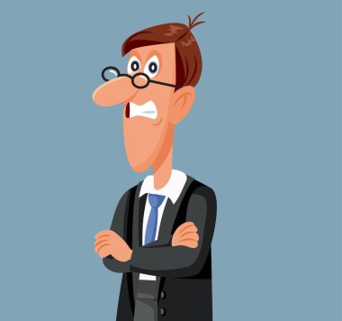 Gergin Öfkeli İşadamı Sinirli Vektör Çizgi Filmi Çizimi