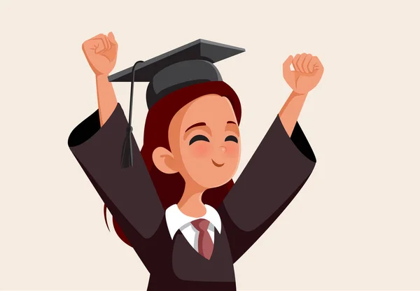 Happy Cheerful Student Celebrating Graduation Vector Cartoon Illustration — Stock Vector