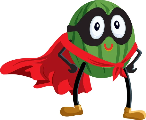 Stark Superhjälte Vattenmelon Frukt Vektor Tecknad Karaktär — Stock vektor