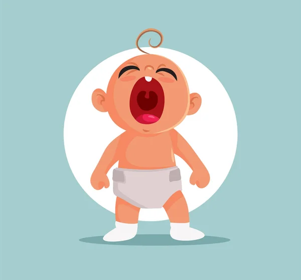 Ongelukkige Baby Huilen Luide Vector Cartoon Illustratie — Stockvector