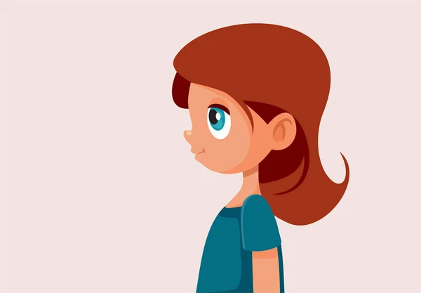 Profil Eines Kleinen Mädchens Vector Cartoon Illustration — Stockvektor