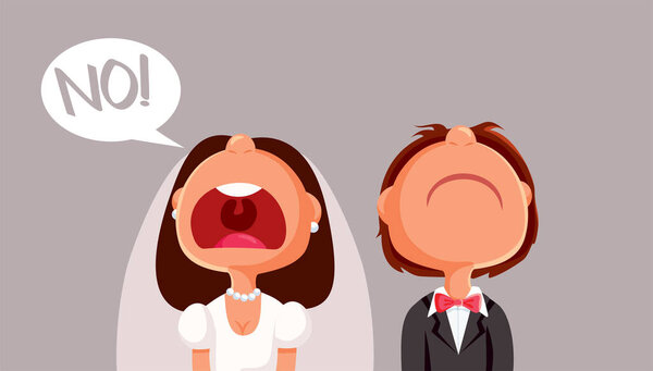 Невеста отказалась на свадебной церемонии векторная иллюстрация карикатуры