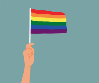 El Tutma LGBTQ Bayrak Vektörü Çizgi Film İllüstrasyonu