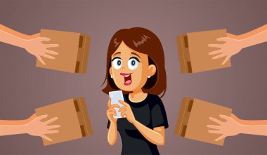 Akıllı Telefonlu Kadın Emirlerini Vektör Çizgifilmine Teslim Ediyor
