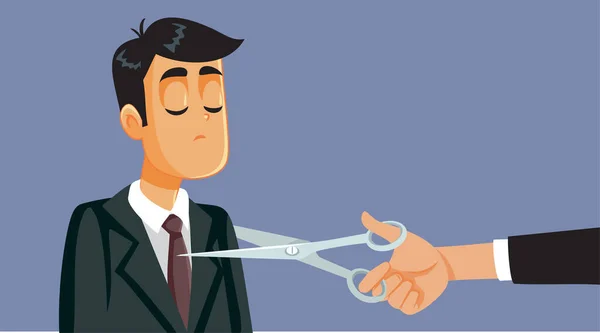 Businessman Making Staff Reduction Vector Cartoon Illustration — Vector de stock