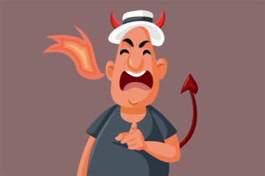 Kötü Yaşlı Adam Öfke Vektörü Çizgi Filmi İllüstrasyonuyla Çığlık Atıyor