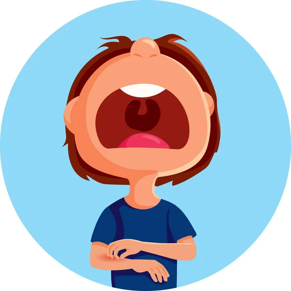 Boy Screaming Pain Having Itchy Rash Vector Cartoon Illustration — Stockvector