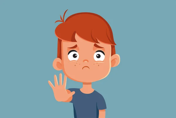 Little Boy Making Stop Hand Gesture Vector Illustration — Stock Vector