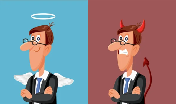 Good Angel Boss Evil Demon Boss Vector Cartoon — Stock Vector