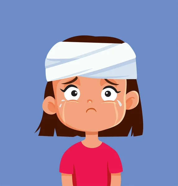 Girl Suffering Head Injury Accident Vector Cartoon Illustration — Vettoriale Stock