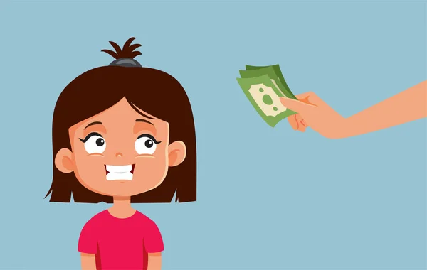 Happy Child Receiving Allowance Vector Cartoon Illustration — 图库矢量图片