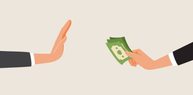 Businessman Refusing Bribery Money in Honest Gesture Vector Cartoon