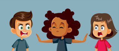 Girl Mediating a Conflict Between Friends Vector Cartoon Illustration
