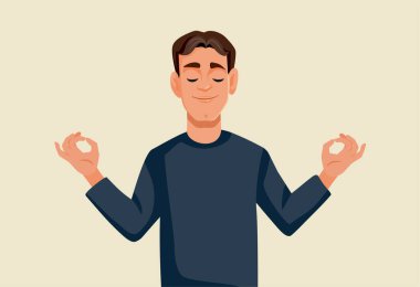 Man Feeling Calm and Relaxed Vector Cartoon Illustration