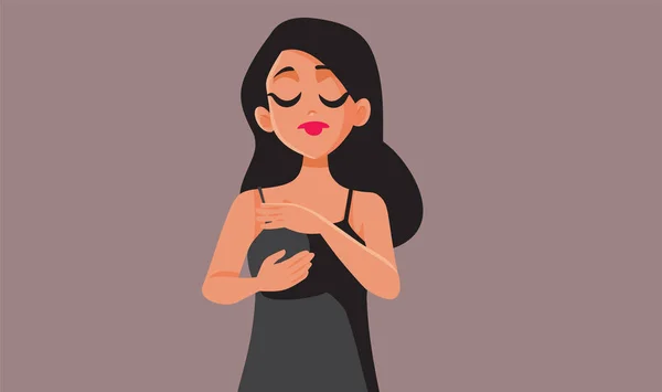 Woman Suffering Premenstrual Syndrome Feeling Sore Vector Illustration — Stock Vector