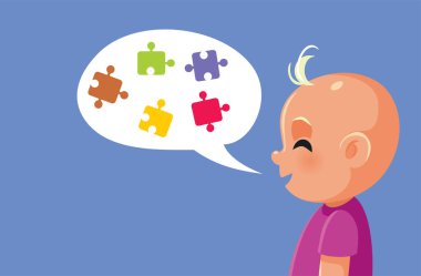 Baby Trying to Speak Vector Cartoon Illustration