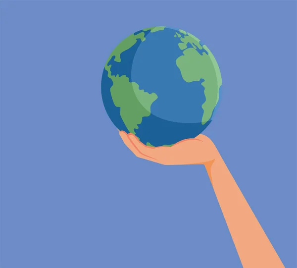 Hand Holding Earth Planet Vector Concept Illustration — Vetor de Stock